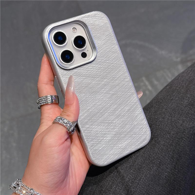 Premium Silk Leather Magnetic Attraction Case For iPhone 13 14 15 16 Pro Max Luxury Plain Metal Lens Protection Shockproof Cover
