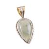 Natural Prehnite Gemstone 925 Solid Sterling Silver Two Tone Pendant 1.25" b0E31
