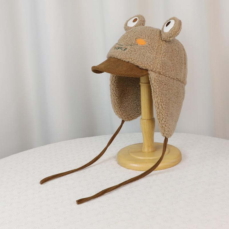 Adorable Frog Kids Hat With Short Brim And Wool Material For Fall And Winter