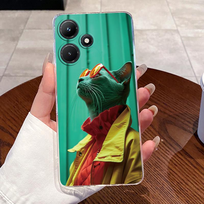 Для Infinix Hot 30i 30 Play NFC Hot30 4G 5G Чехлы Прозрачный Силикон Мягкий ТПУ Гелевая Задняя Крышка Милый Кролик Кошка Динозавр Чехол для Телефона