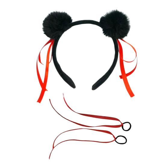 Повязка на голову для взрослых, плюшевая повязка на голову с декором из ленты, праздничный косплей, головной убор для девочек, праздничный костюм, подарок