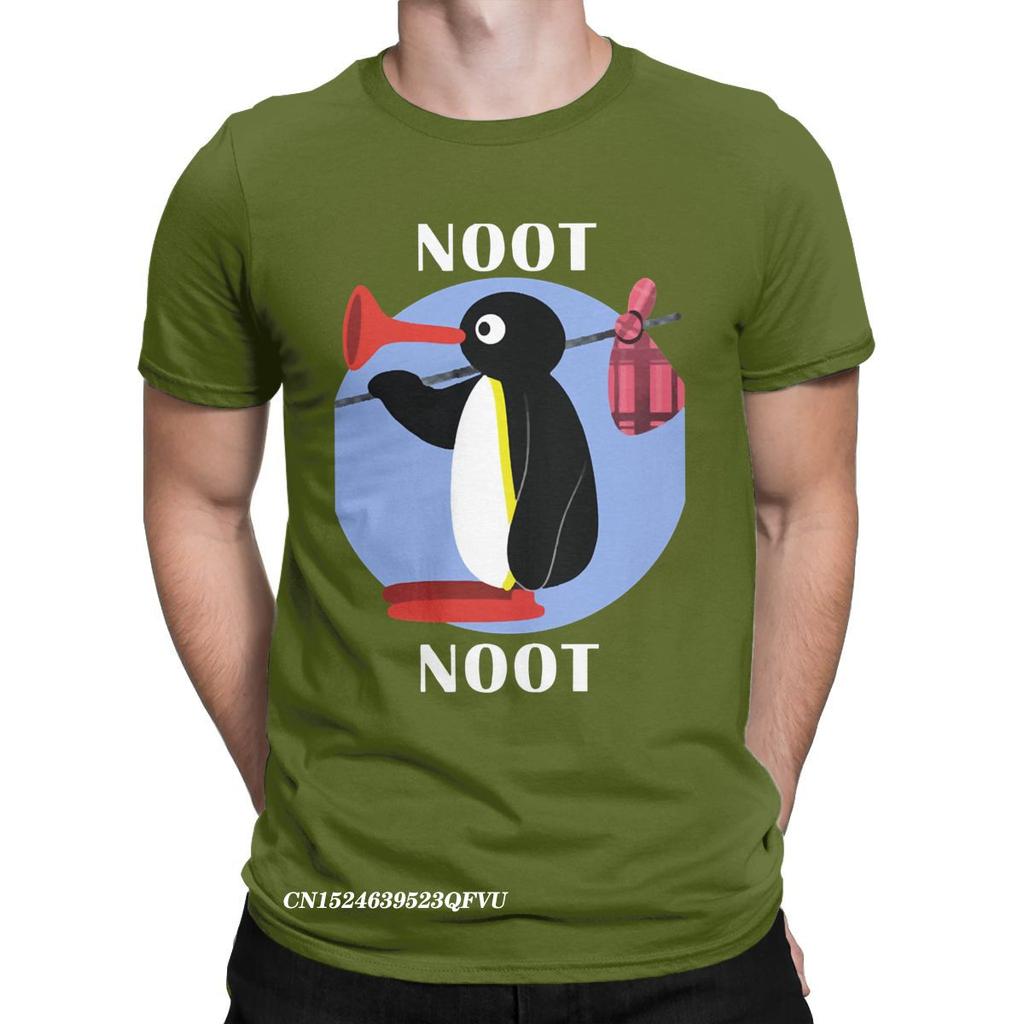 Футболка Noot Noot Pingu Мужская Женская Хлопковая Винтажная Футболка Круглый Вырез Футболка с Пингвином Одежда Харадзюку Классика