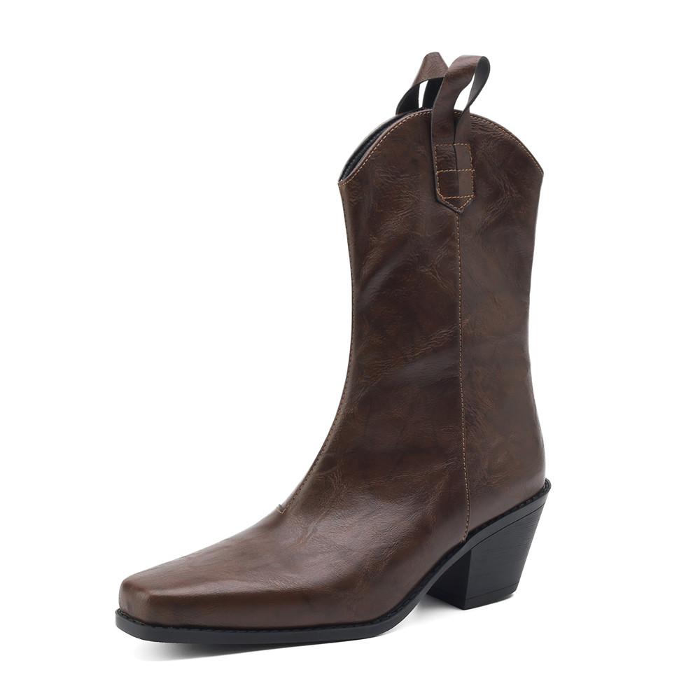 Новые женские ботильоны на танкетке, ботильоны на высоком каблуке, зимние остроносые ковбойские ботинки, модные западные ботильоны, женская обувь, размер 34-43