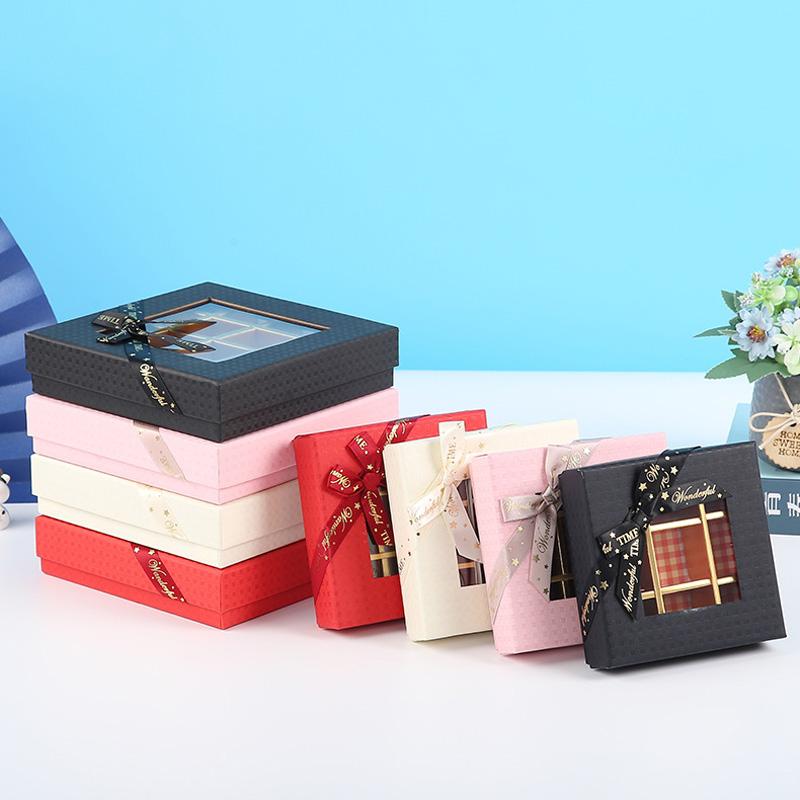Chocolate Box Paper Gift Packaging Box With Clear Window Cookie Chocolate Gift Boxes Handmade Truffle Candy Case Party Supplies
