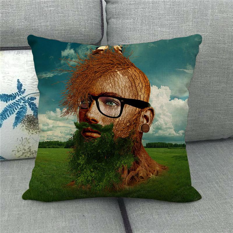 Environmental Protection Advertising Illustrations Digital Printing Short Plush Pillow Covers For Car Sofa Office Cushion Cover