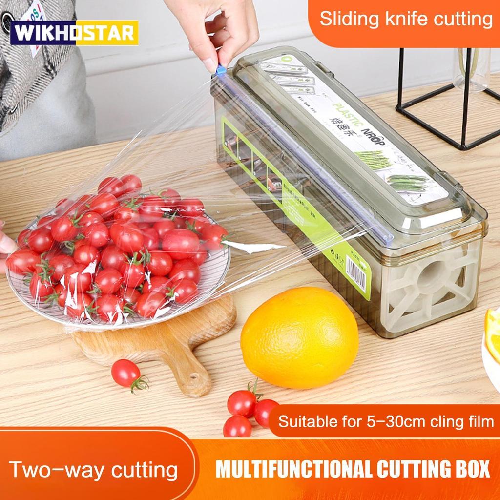 Plastic Wrap Dispenser Fixing Foil Cling Film Cutter Food Wrap Plastic Sharp Dispenser Cutter Organizer Kitchen Tool Accessories