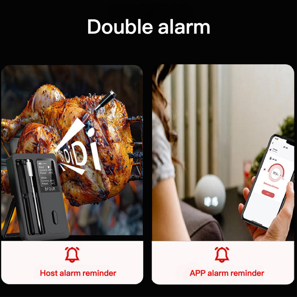 Meat Thermometer, Wireless Wifi Bluetooth Thermometer with 2 Probes, for Rotisserie Grill Oven, Waterproof, Kitchen Utensils