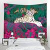 Джунгли Тигр иллюстрация ретро арт-деко гобелен в стиле бохо настенный хиппи колдовство психоделическое украшение дома