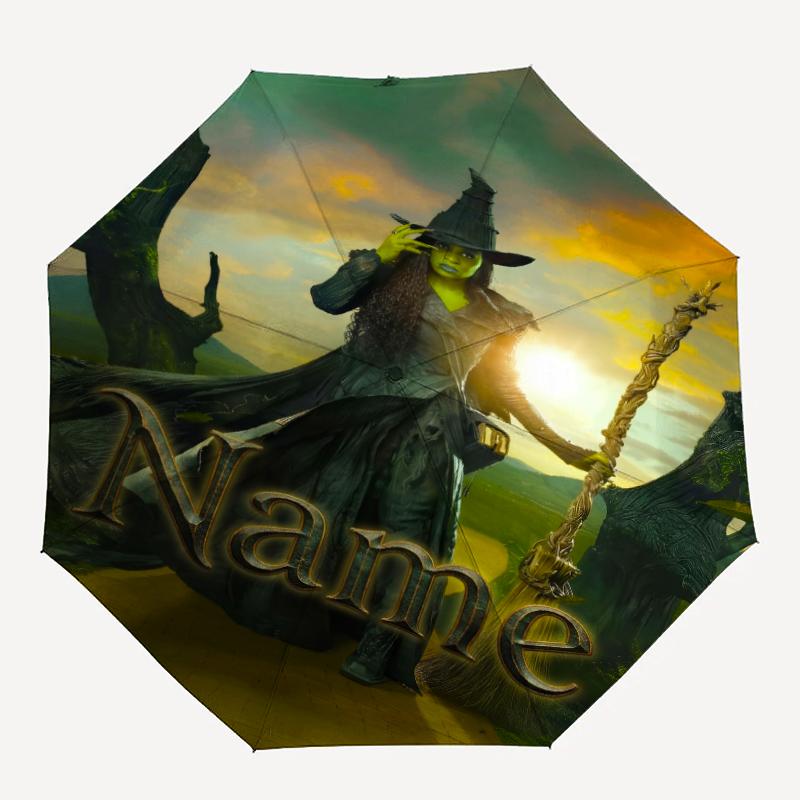 Custom Name Wicked Theme Automatic Umbrella, Lightweight & Portable, 8 Rib, Perfect for Outdoor Travel, Birthdays, Christmas, Gifts.