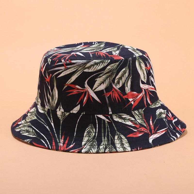 New flower bucket hat women's D printing pot hat summer outdoor flat top versatile sun hat sun protection hat