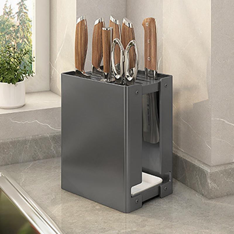 Multifunctional Knife Rack with Drainage Design, All In One Knife Storage Rack for Neat & Organized Home Kitchen