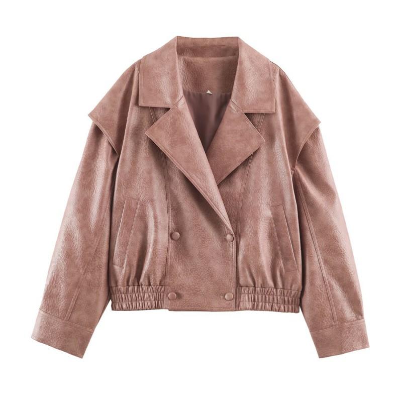 Womens Faux Leather Pilot Jacket Casual Fashion Outerwear