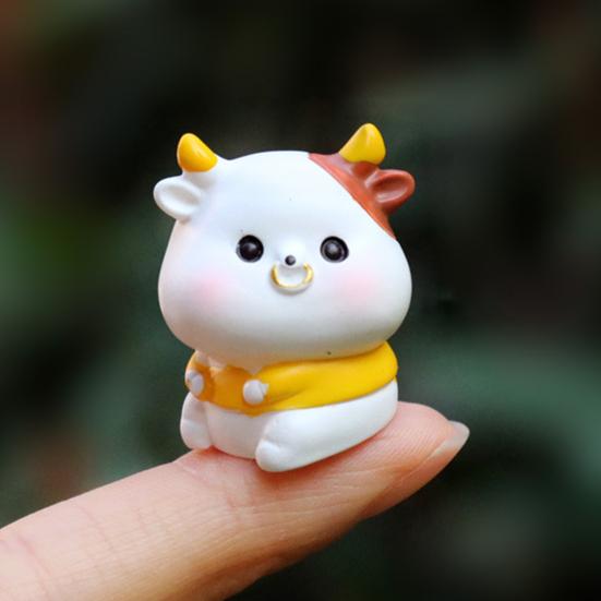 Tiny Resin Animals Figurine Mini Tiger Cat Bunny Cow Miniature Statue for Dollhouse Fairy Garden Terrariums Plant Pot Ornaments Cake Topper