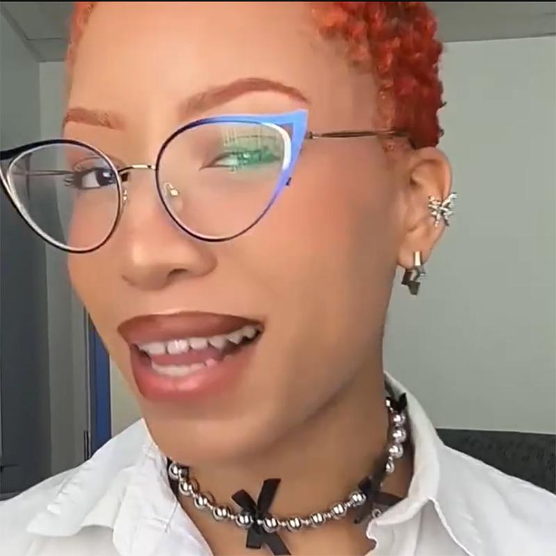 New In Metal Frame Vintage Anti Blue Light Cat Eye Glasses Women Luxury Brand Designer Popular Myopia Prescription Optical Frame