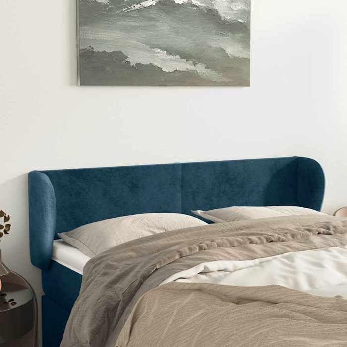 Maison Exclusive - Tête de lit avec oreilles Bleu foncé 147x23x78/88 cm Velours