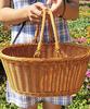 Aimoha Picnic Basket with Storage, Plastic Handles, Lunch Basket, 2 Handles [Brown, Small]