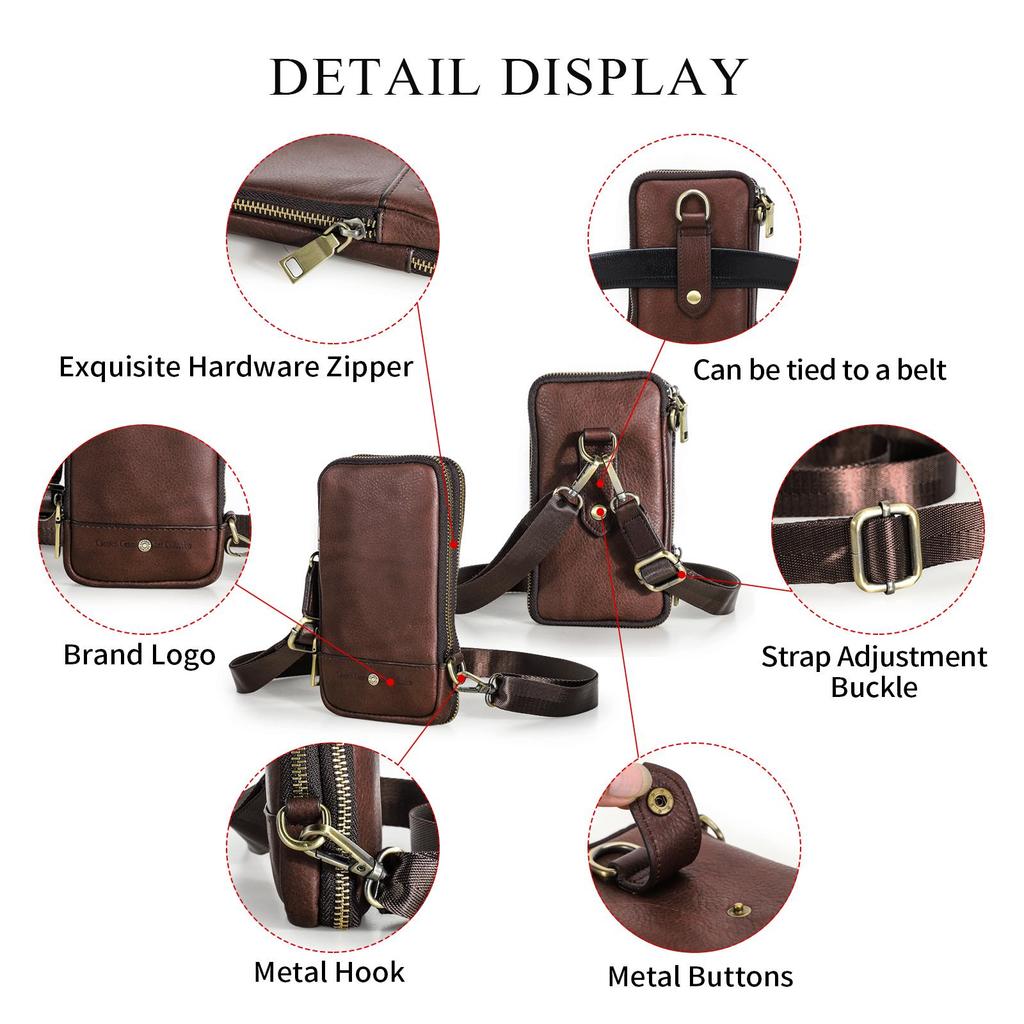 Маленькая сумка через плечо для мужчин, сумка на ремне из натуральной кожи с держателем для карт, поясная сумка для мобильного телефона