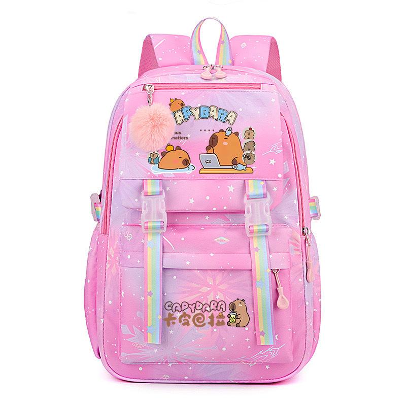 Популярный 2025 Капибара Capybara многоцветный красивый, грязеотталкивающий и прочный, милый школьный рюкзак для детей младшего школьного возраста