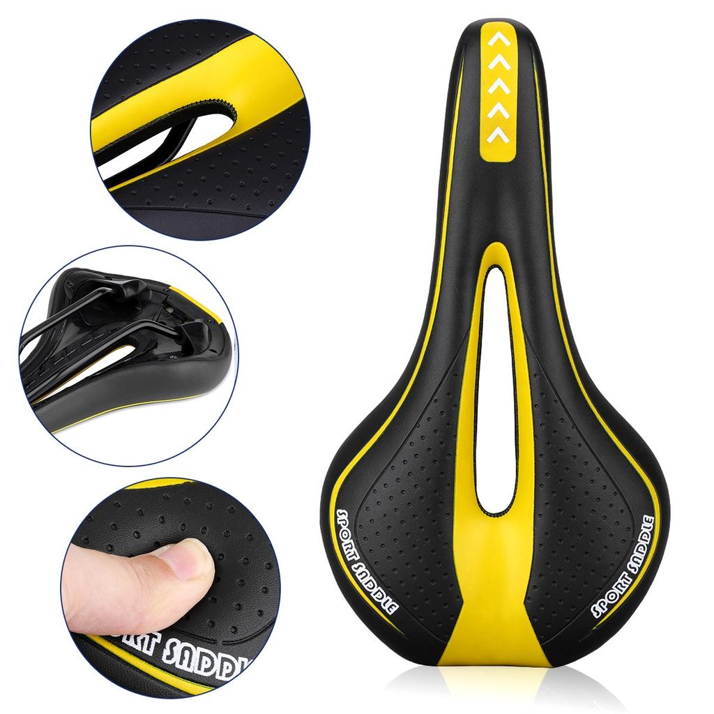 Bike Saddle Mountain Bike Seat Breathable Comfortable Bicycle Seat PU Leather Gel Filled Shockproof Men Women Bicycle Saddle