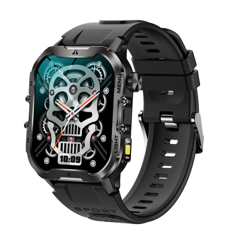 T26 Смарт-часы с фонариком, 1,96-дюймовым большим экраном, светодиодная подсветка, Bluetooth, вызов SOS, прочные спортивные смарт-часы для фитнеса
