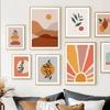 Нейтральный Бохо Мид-сенчури Абстрактный Ботанический Линейный Терракотовые Тона Геометрический Постер Холст Живопись Настенное Искусство Картины Домашний Декор