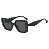 New Retro Gradient Square Women Sunglasses Luxury High Quality Rivet Inlaid Frame Design Men Trendy Uv400