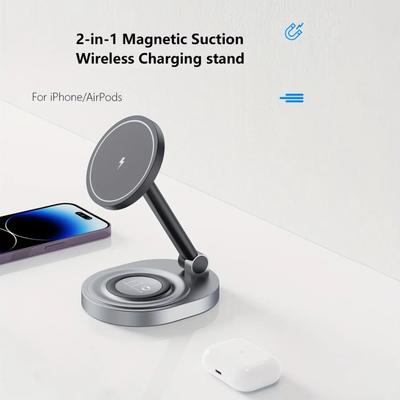 Магнитная Беспроводная Зарядная Подставка-Пад 3 в 1 Для Magsafe iPhone 16 15 14 13 12 Pro Max Apple Watch Airpods Станция Быстрой Зарядки