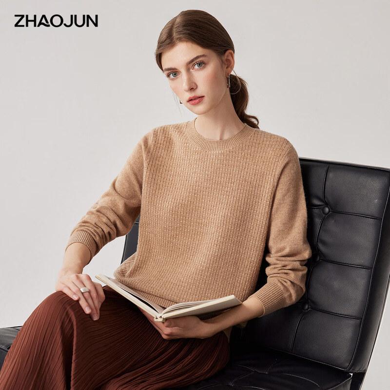 Zhaojun Women's 100% Cashmere Crew Neck Knit Sweater