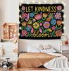 Large Boho Floral Wall Hanging Tapestry Macrame Decor Inspirational Kindness Bloom Art for Nursery Room Living Room Boho Home De