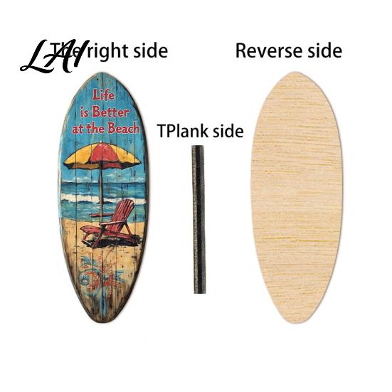 Summer Beach Decor 1/3Pcs Surfboard Plaque Decoration Solid Wood Vintage Coastal Wall Sign Wooden Decoration Retro Seaside Style Art Ornament