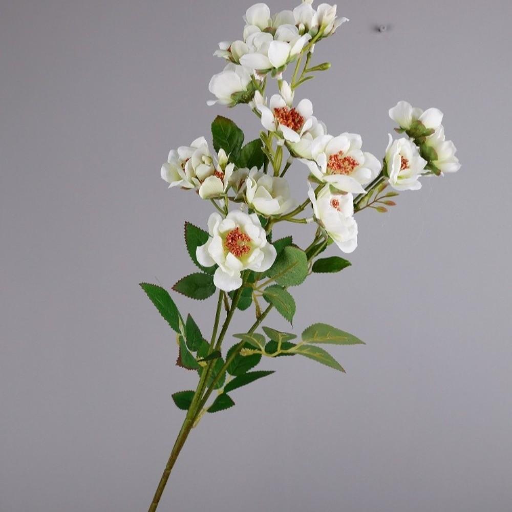 with Leaves Artificial Rose Flower Branch Multi-headed Rose Faux Flowers Home Office Decor