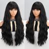 LISI HAIR Orange Color Women Fashion Long Wavy Wig with Bangs Synthetic Fiber Women Daily Wear Cosplay Wavy Wig