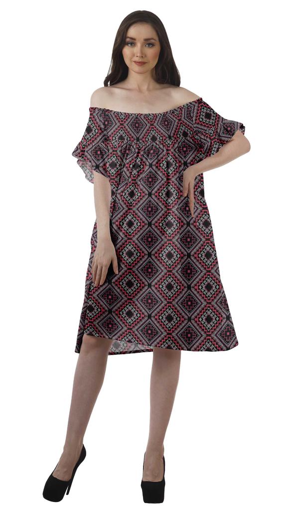 Moomaya Printed Poly Crepe Tunic Plus Size Womens Dresses Sleeveless Ladies