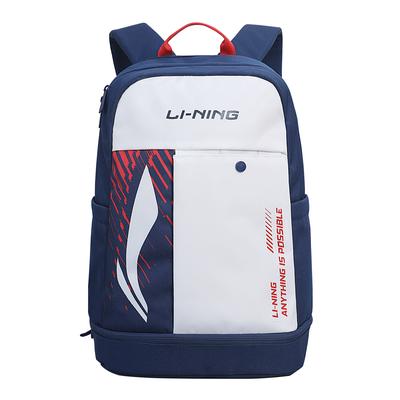 Li Ning Коллекция Бадминтон Повседневный Полиэстеровый Рюкзак Обычный Унисекс Белый и Синий ABSV133-3