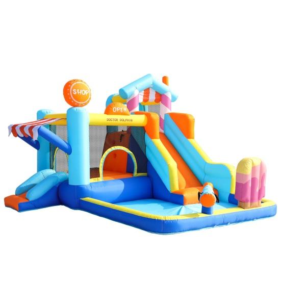 Outdoor Water Park Children Bouncy Castle Multifunctional with Inflatable Blower Double Slide Bouncing Castle