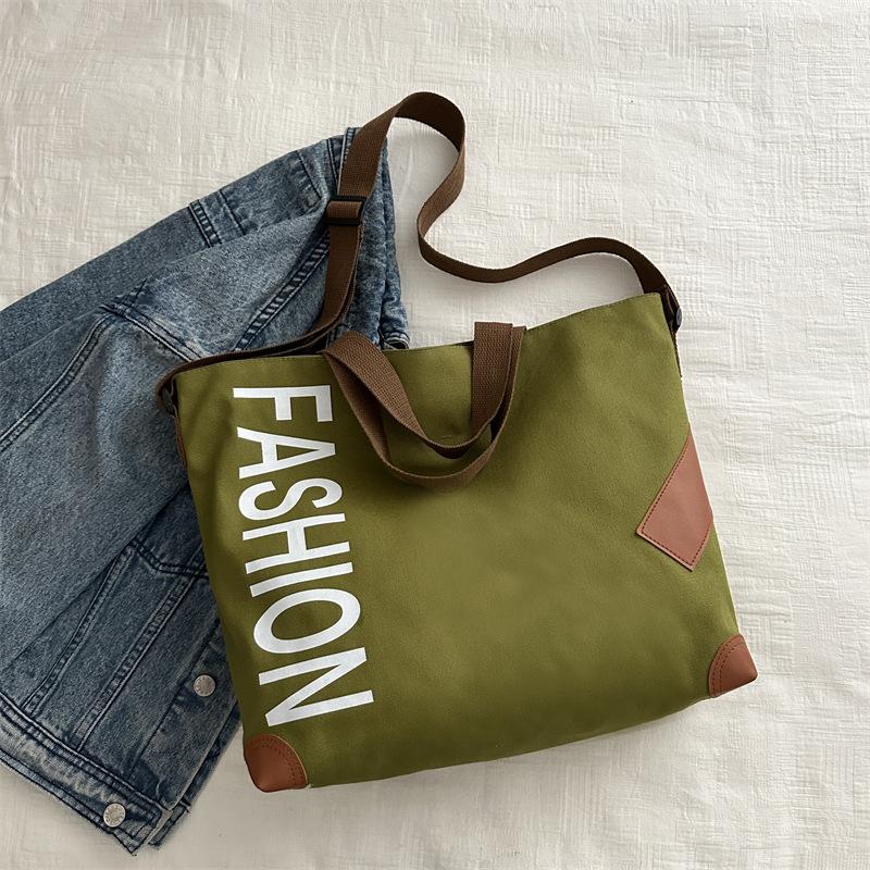 Новинка 2024 года, модная повседневная сумка большой емкости, универсальная парусиновая сумка через плечо, сумка для покупок