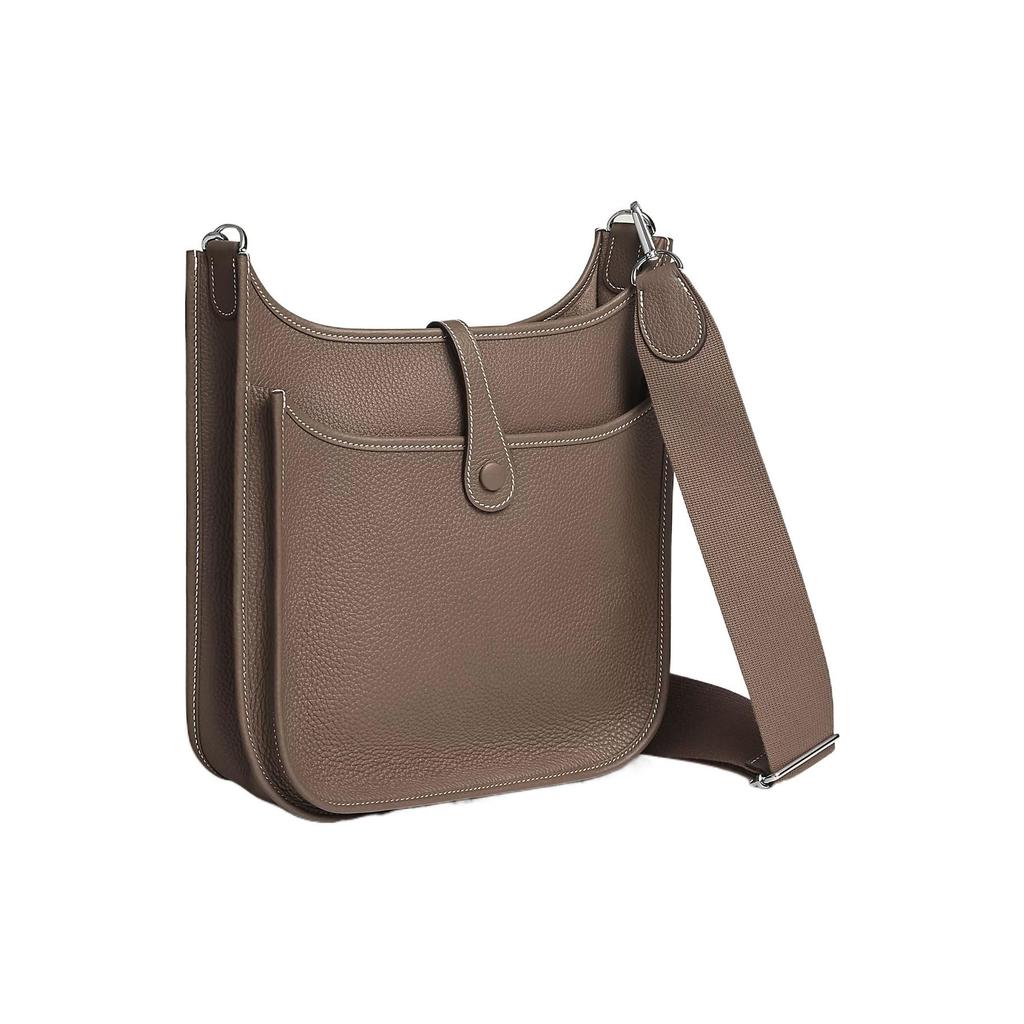 HERMES Evelyne Clemence Calfskin Crossbody Bag, Shoulder Bag 29 Women's 18 Etoup Elephant Gray H056277CK18