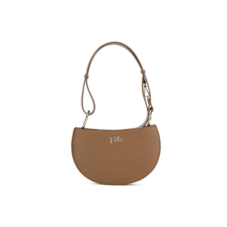 FILA Zipper Closure PU Shoulder Bag Women Shoulder Bag Khaki F13W211165F-DK