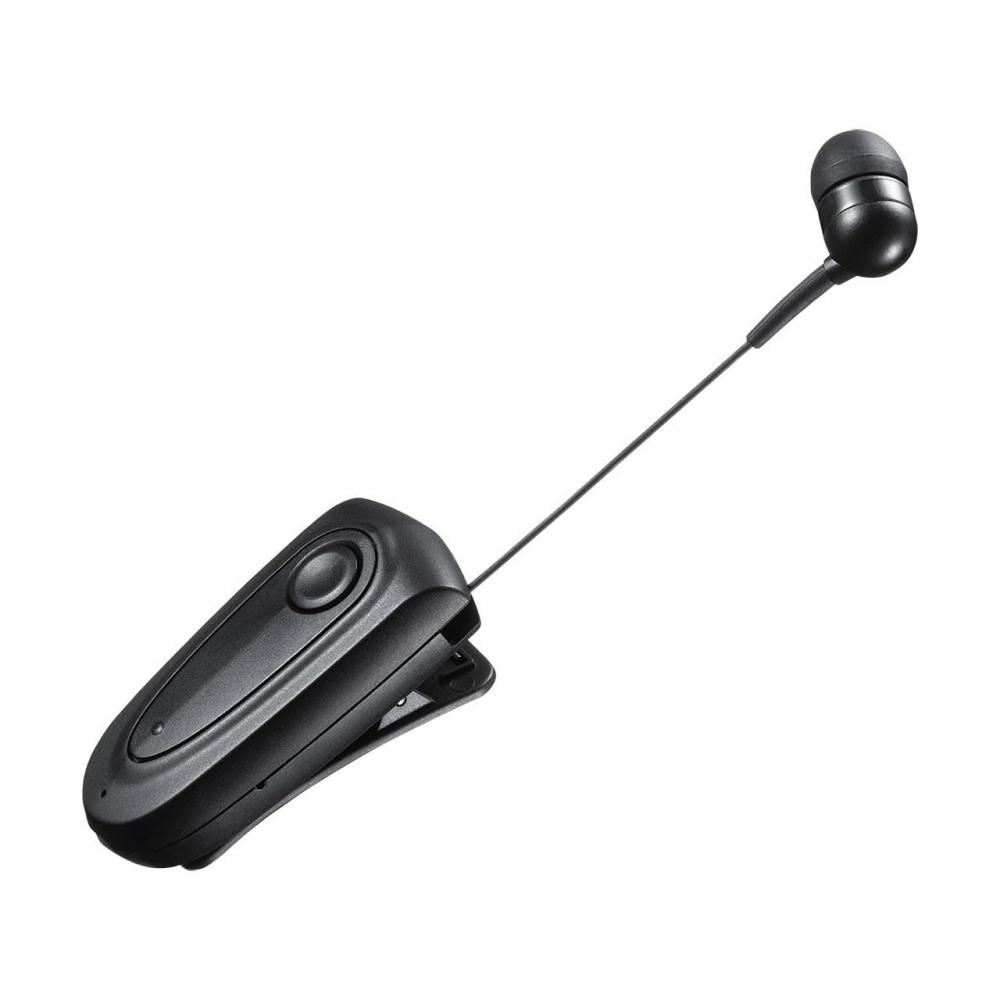 SANWA SUPPLY Bluetooth Monaural Headset (cable Winding + Clip Type) MM-BTMH50BK