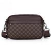 Casual Business Shoulder Bag for Men PU Leather Messenger Bag Wide Strap Crossbody Bags Square Plaid Designer Male Sling Bags
