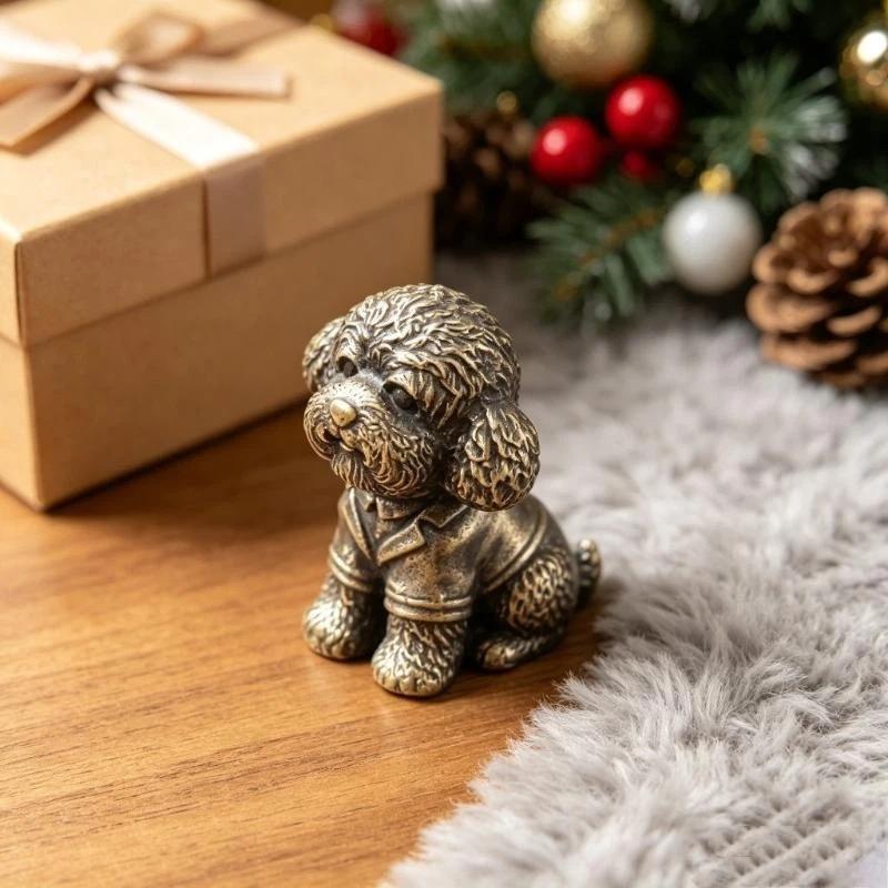 Vintage Dog Figurine Exquisite Hand Carved Durable Alloy Retro Statue for Living Room Home Office Desktop Decor Gift