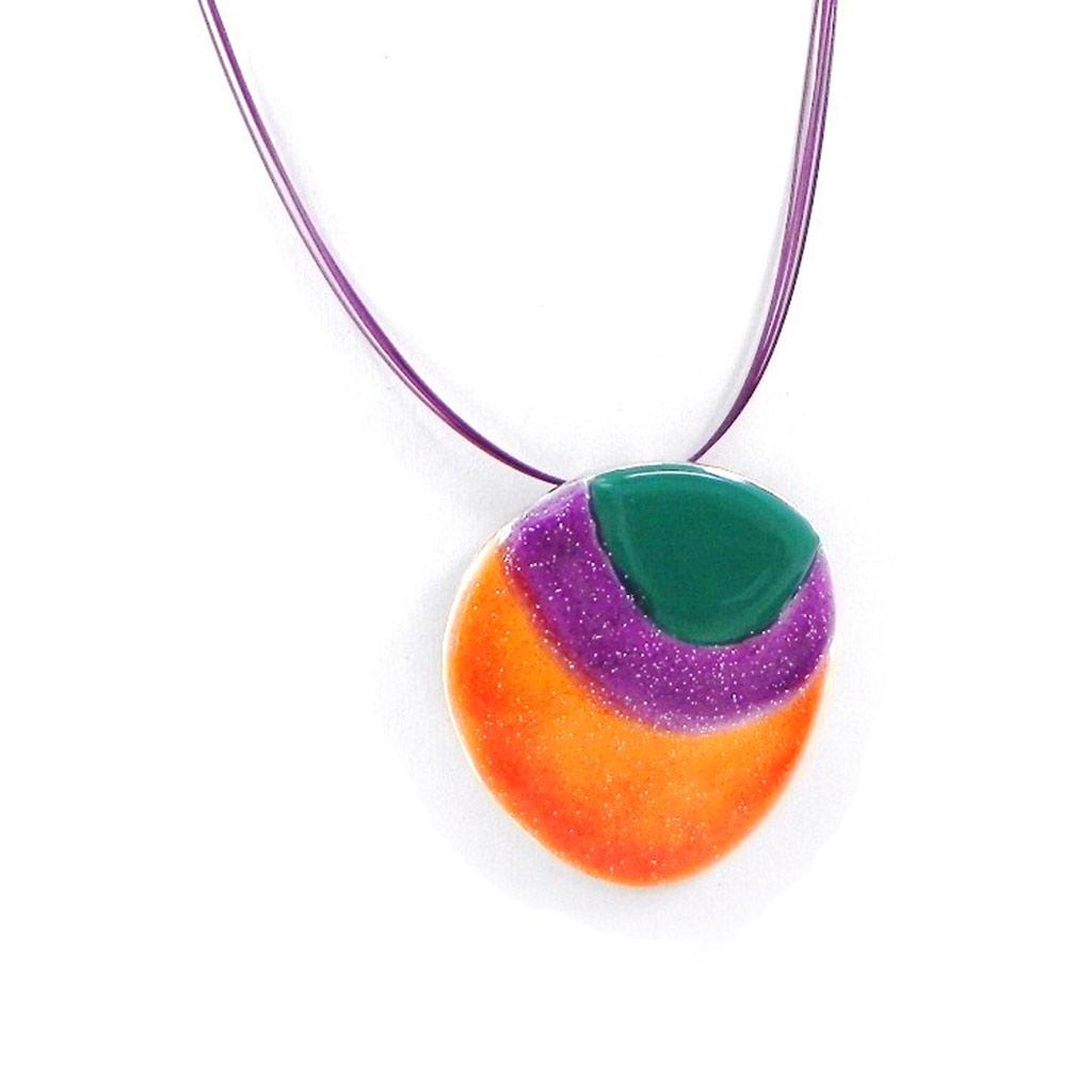NOA [H9066] — Дизайнерское колье «Раскраска» оранжево-фиолетово-зеленое.