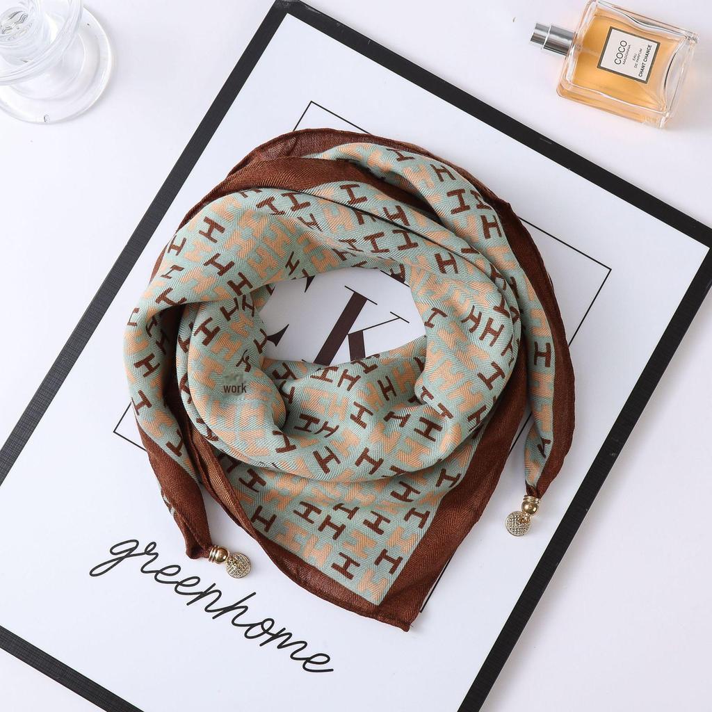 Осенне-зимний шелковый шарф в западном стиле с корейским акцентом в виде магнитного золотого шарика