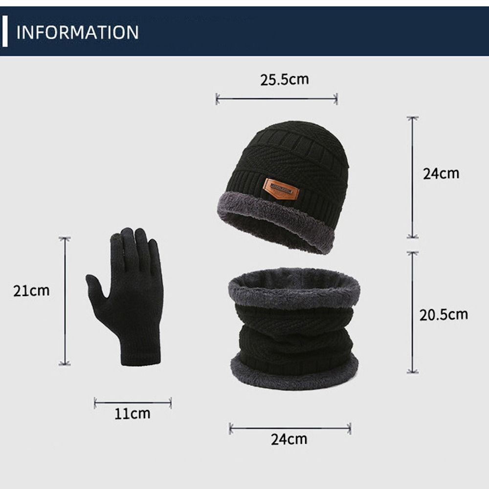 Windproof Hat Scarf Gloves Set Thickened Ear Protection Beanie Hat And Neck Scarf Outdoor