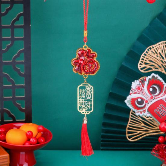 Chinese New Year Decoration Red Hanging Tassel Ornaments Lucky Fu Pendants for Home Office Car Trees Spring Festival