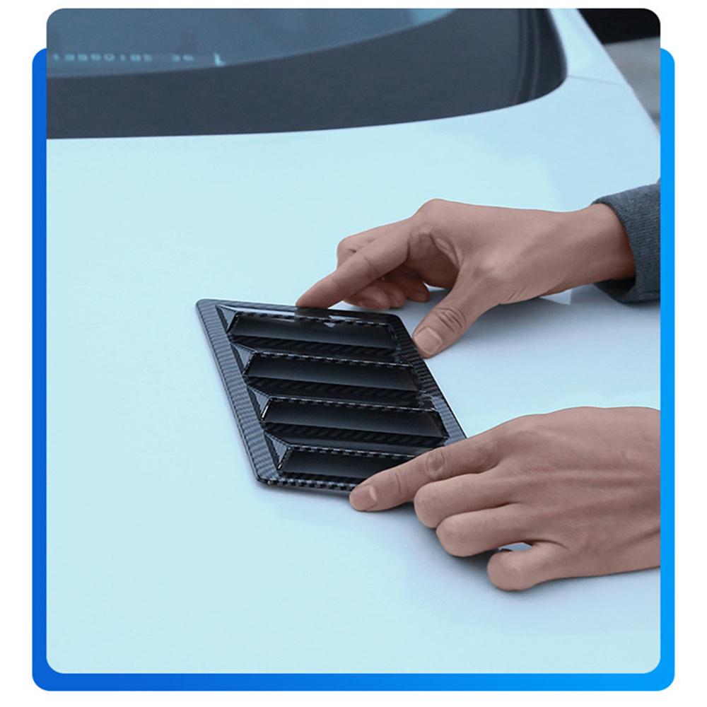 2x Carbon Fiber Look Car Front Bonnet Vent Hood Air Flow Intake Decorative Cover