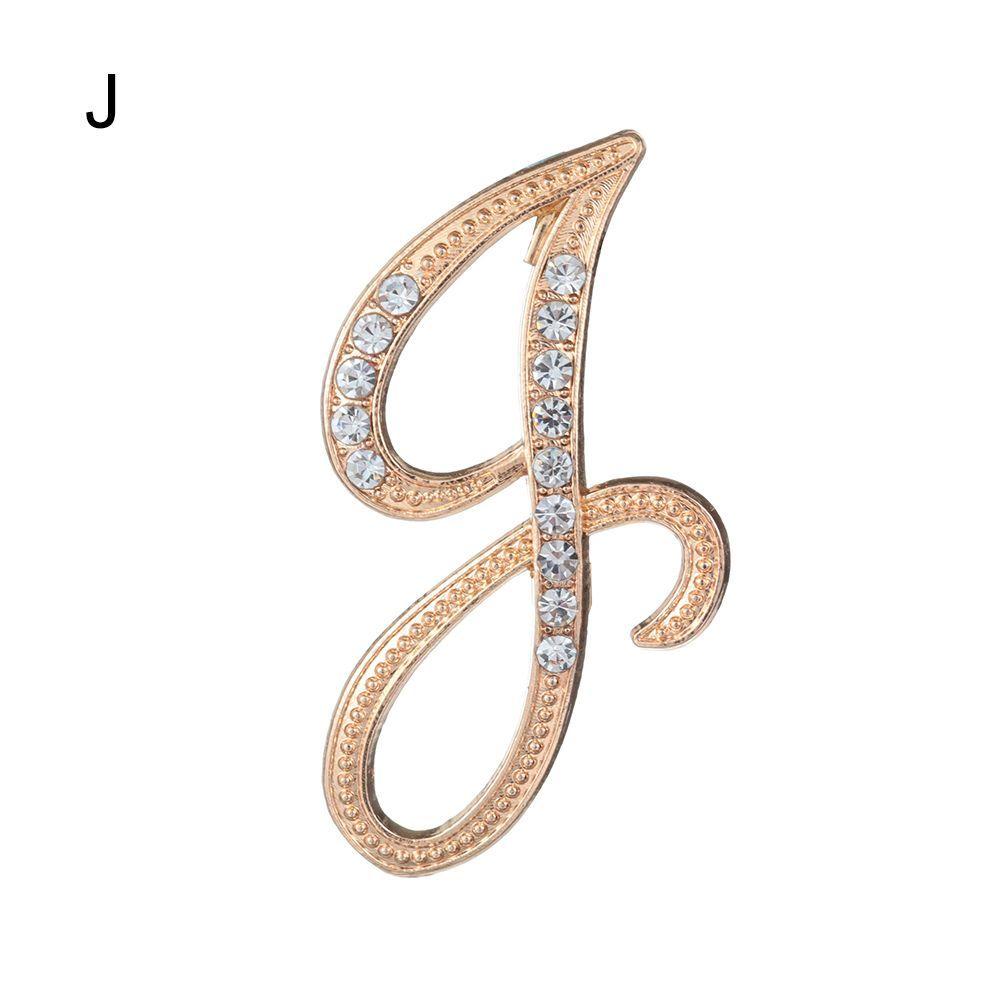 Suit Collar Accessories 26 English Letters Rhinestone Clip Initial Lapel Pin Crystal Letter Brooch