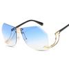 New Irregular Rimless Sunglasses Women Brand Designer Alloy Frame Oversize Gradient Sun Glasses Fashion Female Clear Shades