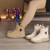 Модные зимние сапоги 2024 года, женская обувь, низкие ботинки, мягкие ботинки, пушистые, на толстой эластичной платформе, женские туфли, новые, теплые