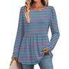 Women's Casual Fashion Long Sleeve Shirt Striped Tunic Top